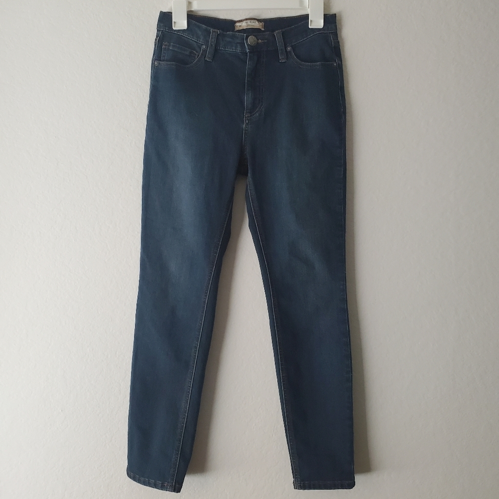 Free People Dark Wash High Rise Skinny Jeans